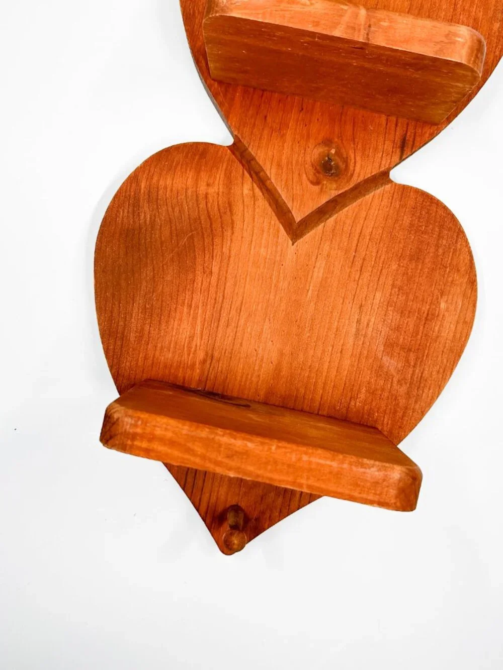 Vintage Wood Heart Wall Shelf Trinket Cottagecore Farm Country